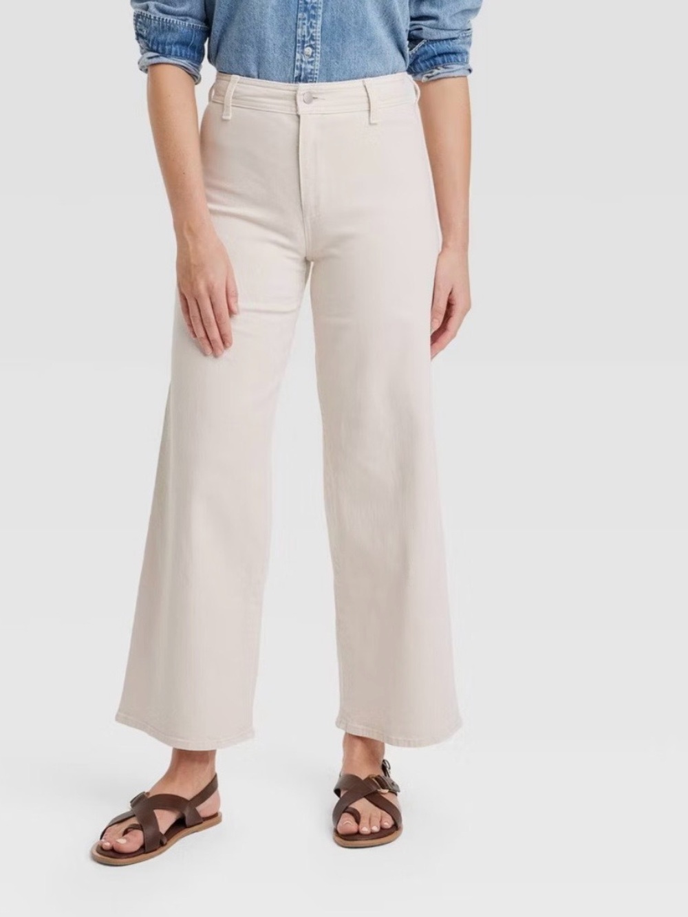 White Universal Thread High-Rise Sailor Wide Leg Ankle Jeans Size 8